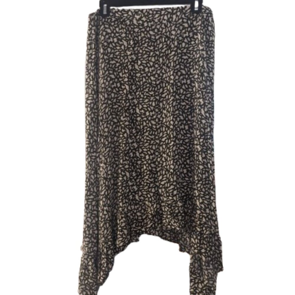 Bobeau green and white midi skirt